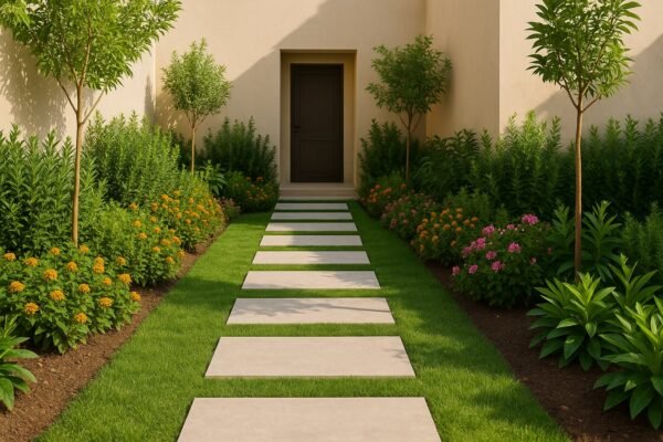 مدخل حديقة منزلية أنيقة في جنوب الرياض