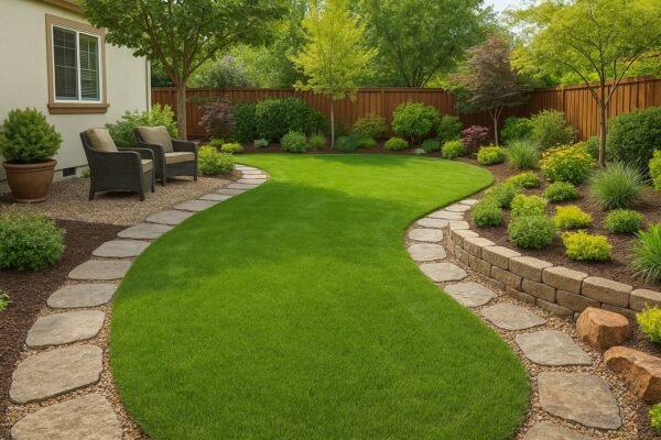 تركيب عشب طبيعي في حديقة منزلية بالرياض