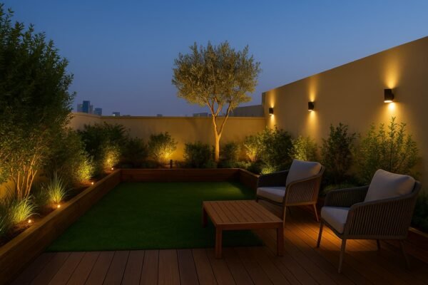 حديقة سطح منزل حديثة في الرياض