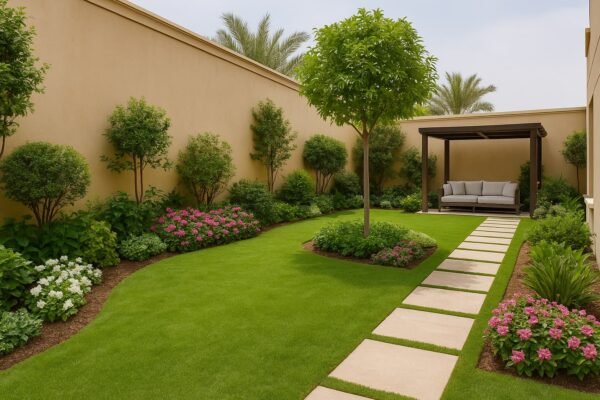 حديقة منزلية أنيقة في الرياض بتصميم من مشتل محلي