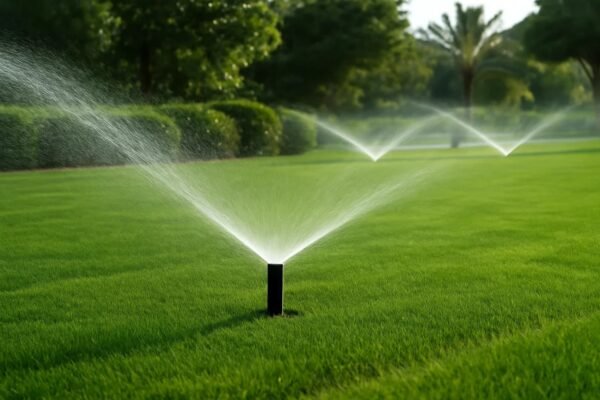 رشاشات المياه في حديقة بالرياض تعمل على الري بالتساوي