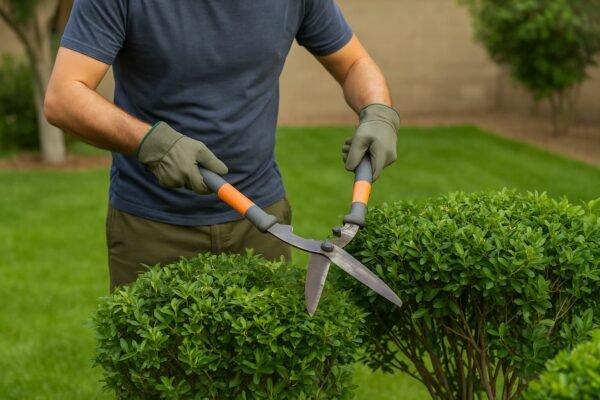 قص الأشجار وتقليم النباتات في حدائق الرياض