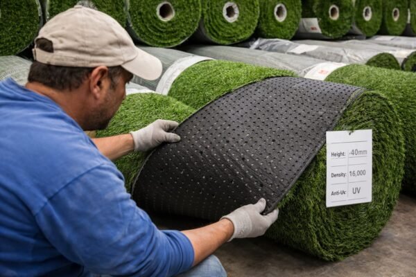 توريد عشب صناعي بالرياض وفحص جودة الرولات